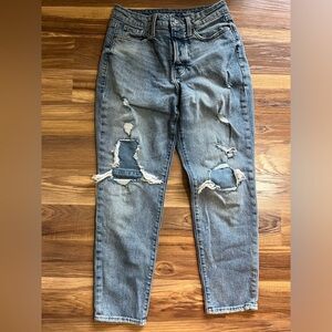 Womens Distressed Blue Jeans